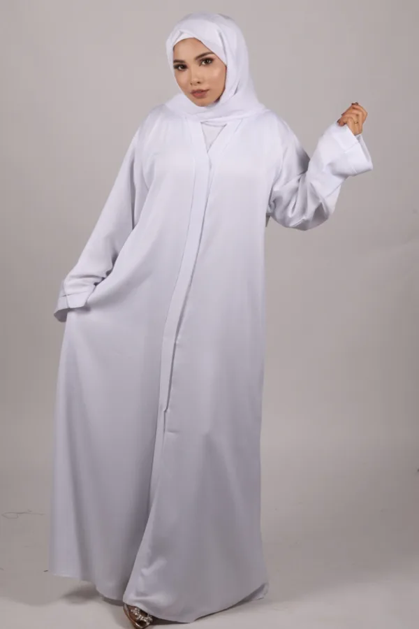 Zara Everyday Zoom Abaya Front Open with pocket - Pure White - Image 6