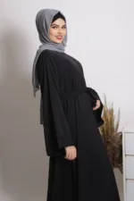 Eve Classic Abaya Dress - Black - Image 3