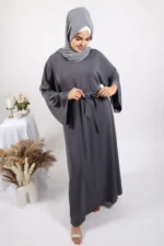 Eve Classic Abaya Dress - Grey - Image 4