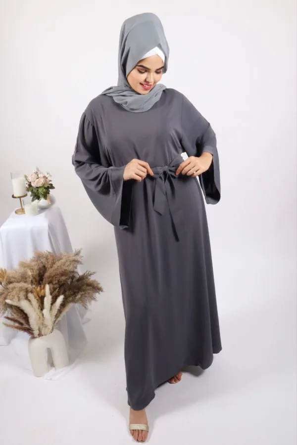 Eve Classic Abaya Dress - Grey - Image 4