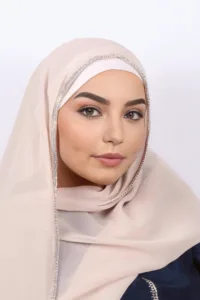 Light Nude Crystal Hijab