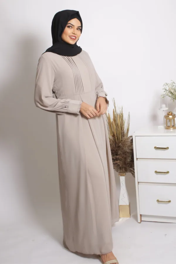 Leah Modest Wear Abaya / Dress - Beige - Image 3