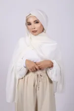 Cream Premium Chiffon Hijab - Image 2