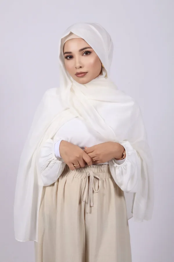 Cream Premium Chiffon Hijab - Image 2