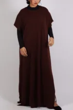 Inner Layering Half-Sleeve Dress / Slip – Chocolate