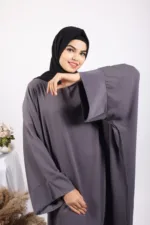Farasha Kaftan Abaya - Grey - Image 5