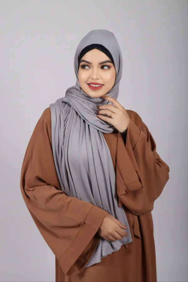 Frozen grey Premium Jersey Hijab - Image 2