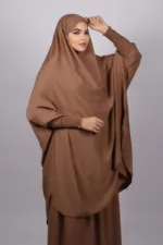 Haya Premium Nida Jilbab 3-Piece Set with Niqab - Nude Beige