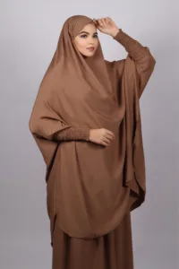 Haya Premium Nida Jilbab 3-Piece Set with Niqab - Nude Beige
