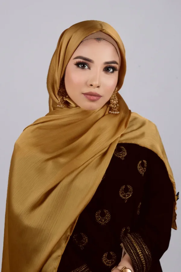 Vintage Gold Muna Satin Hijab - Image 1
