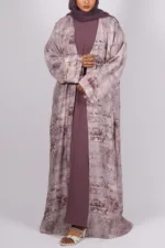 Zephyra Turkish Linen 3-piece Abaya set - Dusty Lilac - Image 5