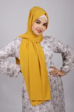 Mustard Bubble Chiffon Hijab - Image 2