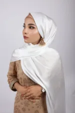 White Muna Satin Hijab - Image 3