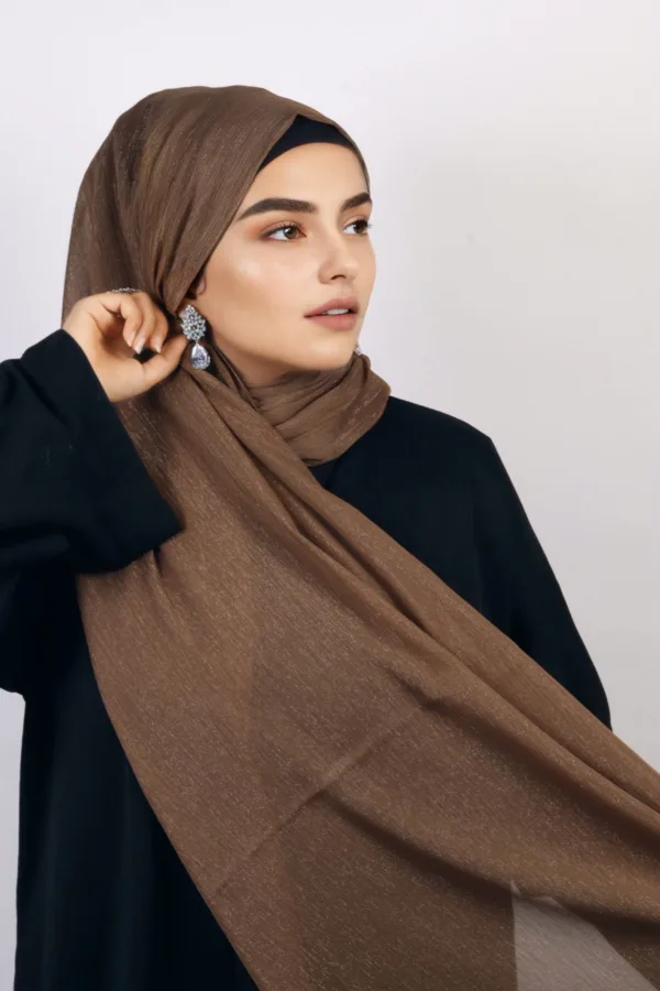 87081DB2-1338-4C35-986E-FD2BA030FC86-1.jpeg Choco Beige Shimmer Chiffon Hijab - Image 1