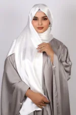 Snow White Marble Satin Hijab
