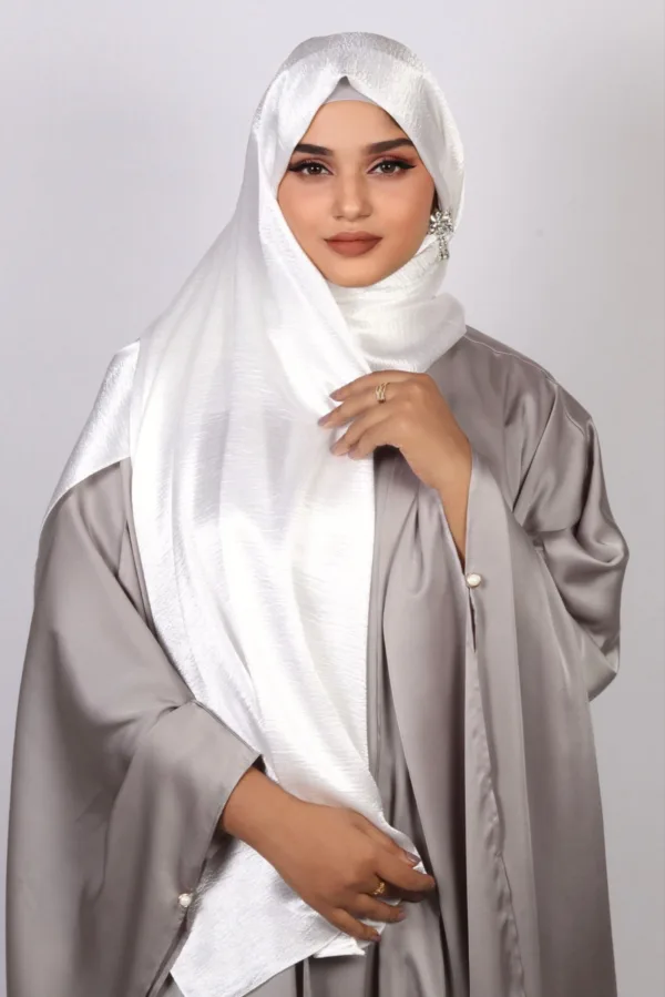 Snow White Marble Satin Hijab - Image 1