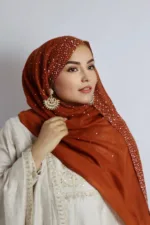 Tangerine Cotton Stone Drop Hijab - Image 3