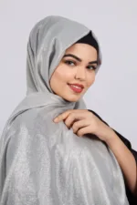 Silver Premium Zari Hijab - Image 3