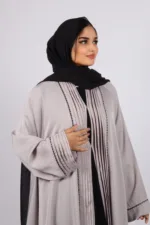 Ariana Full Umbrella Pleat Front Open with Black Diamond Trim - Sandstone - Image 5