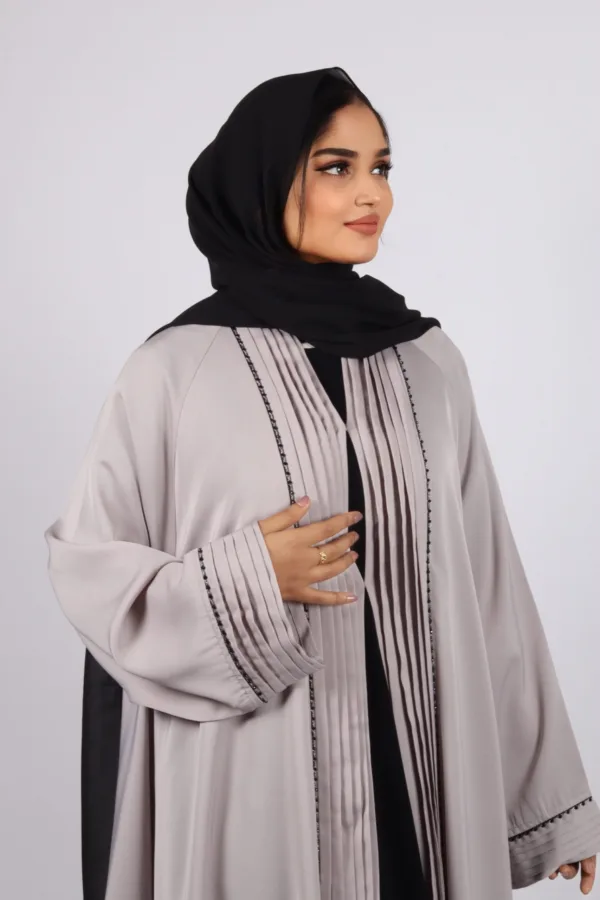 Ariana Full Umbrella Pleat Front Open with Black Diamond Trim - Sandstone - Image 5