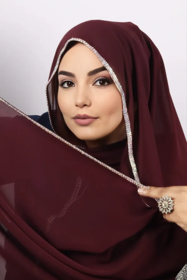Wine crystal hijab - Image 2
