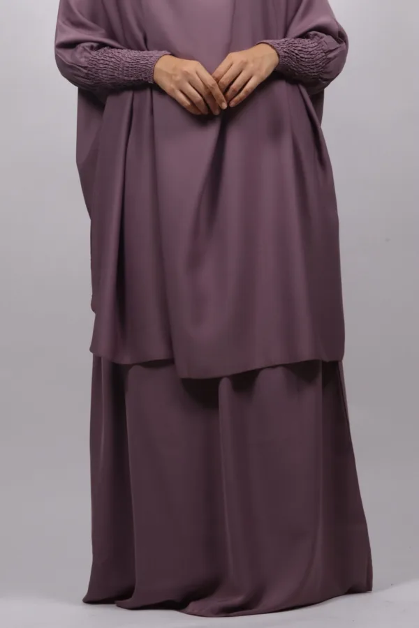 Haya Premium Nida Jilbab 3-Piece Set with Niqab - Dark Lavender - Image 5