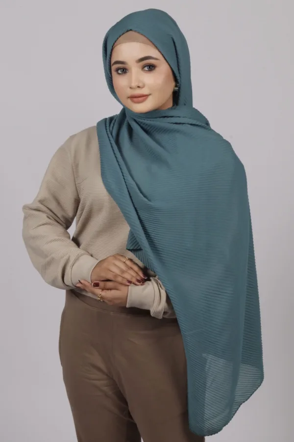 8BC436CC-B468-4EA1-AF50-9D5B228D19A1-1.jpeg Timeless Teal Cotton Pleated Hijab - Image 1