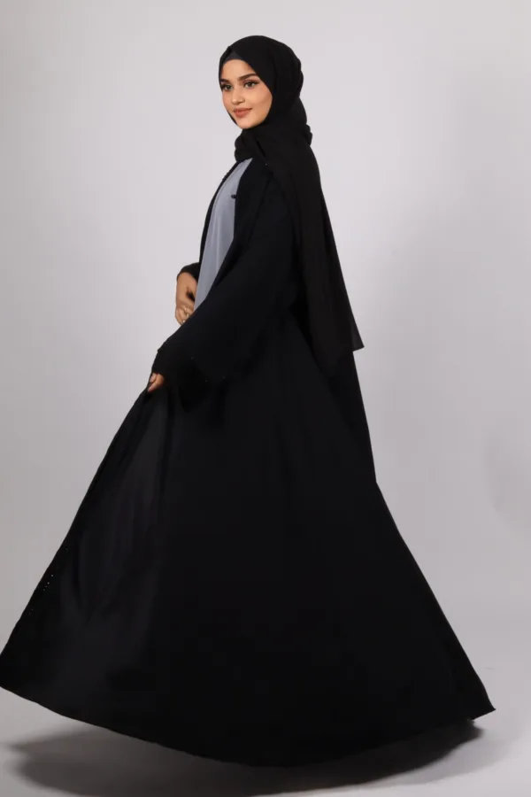 Ariana Full Umbrella Pleat Front Open with Black Diamond Trim - Midnight - Image 8