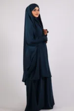 Ehram Firdaus Jilbab 2-Piece Set with In-Built Niqab - Teal - Image 2