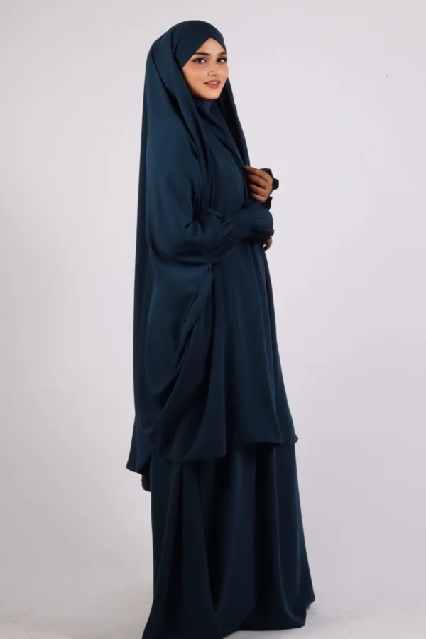 Ehram Firdaus Jilbab 2-Piece Set with In-Built Niqab - Teal - Image 2