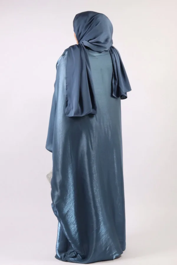 Moroccan Kaftan Organza Abaya - Nirvana Blue - Image 6