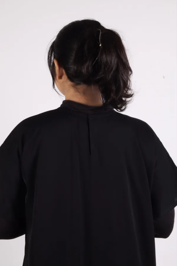 Inner Layering Half-Sleeve Dress / Slip – Black - Image 4