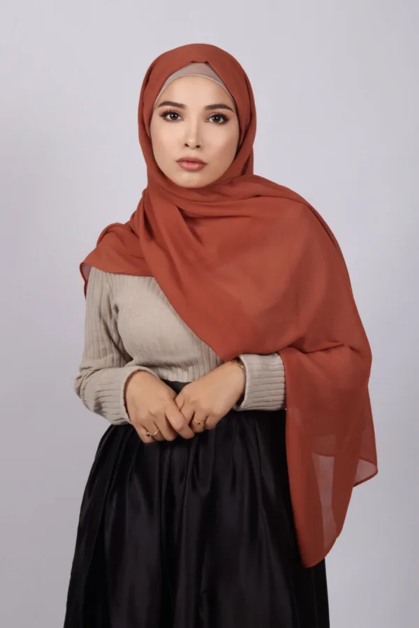 Rust Premium Chiffon Hijab - Image 2