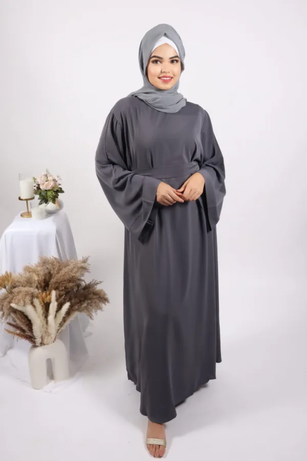 Eve Classic Abaya Dress - Grey - Image 5