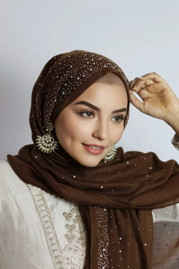 Chocolate Cotton Stone Drop Hijab - Image 2