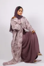 Zephyra Turkish Linen 3-piece Abaya set - Dusty Lilac