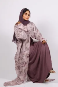 Zephyra Turkish Linen 3-piece Abaya set - Dusty Lilac