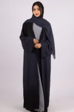 Mehtab Sparkling Glitter Dual Tone Abaya with Front Open - Arabian Night - Image 6