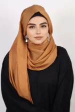 Almond brown Shimmer Chiffon Hijab - Image 2