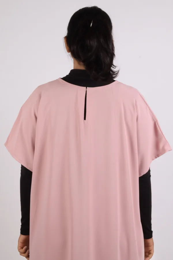 Inner Layering Half-Sleeve Dress / Slip – Pastel Pink - Image 3