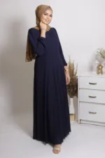 Tanaaz Flared Layered Gown / Abaya - Deep Blue - Image 5