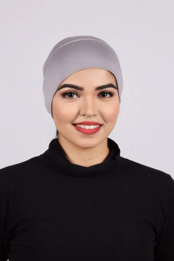Light Grey Tieback Hijab Cap - Image 3