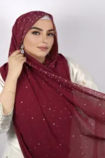 Maroon Moon Drop Chiffon Hijab - Image 2