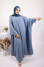 Parisa Kaftan Abaya with Zipper - Ice Blue - Image 2