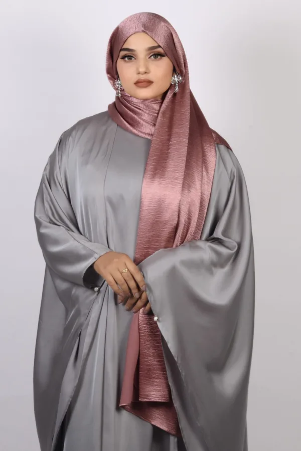 Lotus Champaigne Marble satin Hijab - Image 3