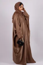 Nadira Luxury Kaftan Front Open with Black Diamond Trim - Classy Gold