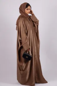 Nadira Luxury Kaftan Front Open with Black Diamond Trim - Classy Gold