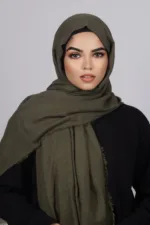 Deep Matcha Premium Crinkled Cotton Hijab - Image 2