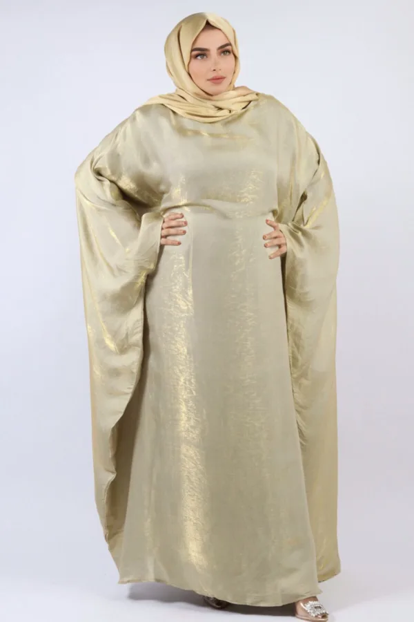Moroccan Kaftan Organza Abaya - Cosmic Gold - Image 6
