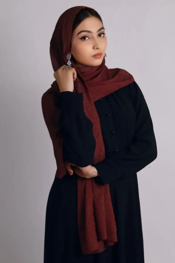 Bronze Brown Shimmer Chiffon Hijab - Image 3